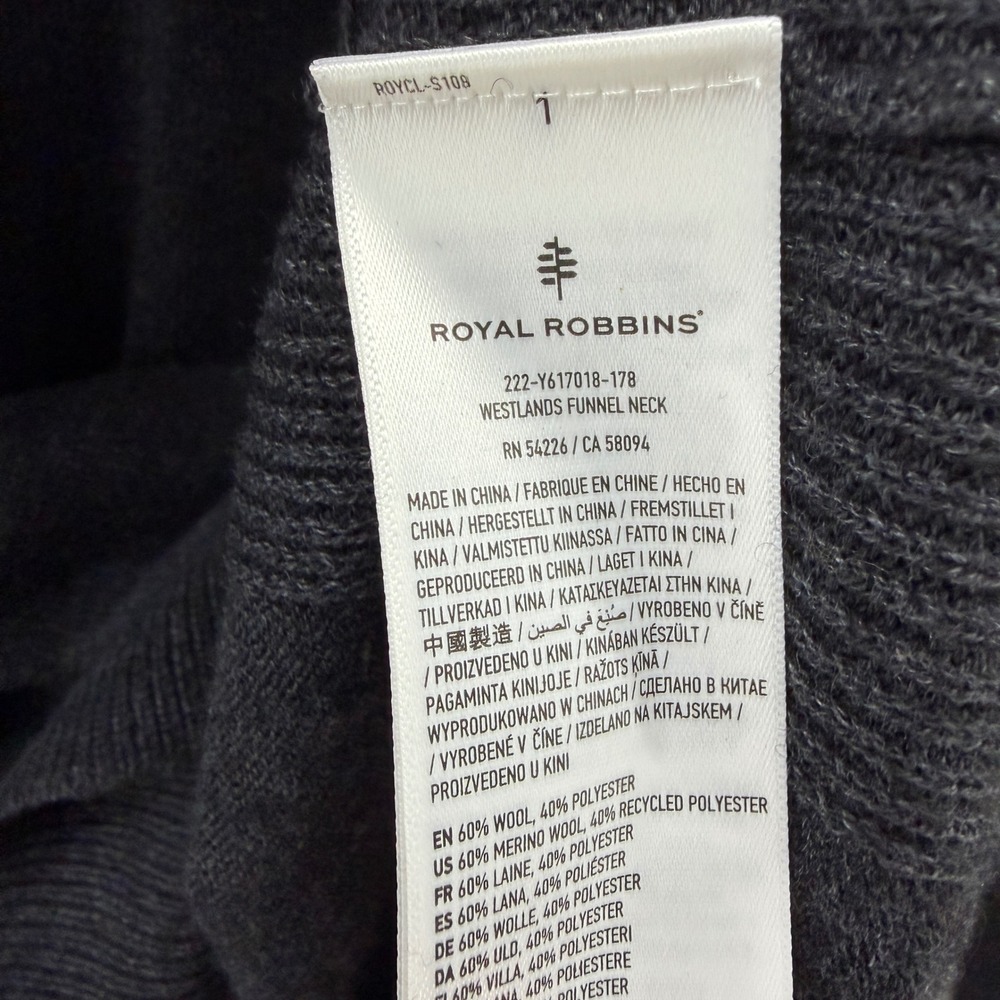 Royal Robbins Westlands Funnel Neck Sweater Charcoal Gray Merino Wool Womens S - Picture 5 of 11